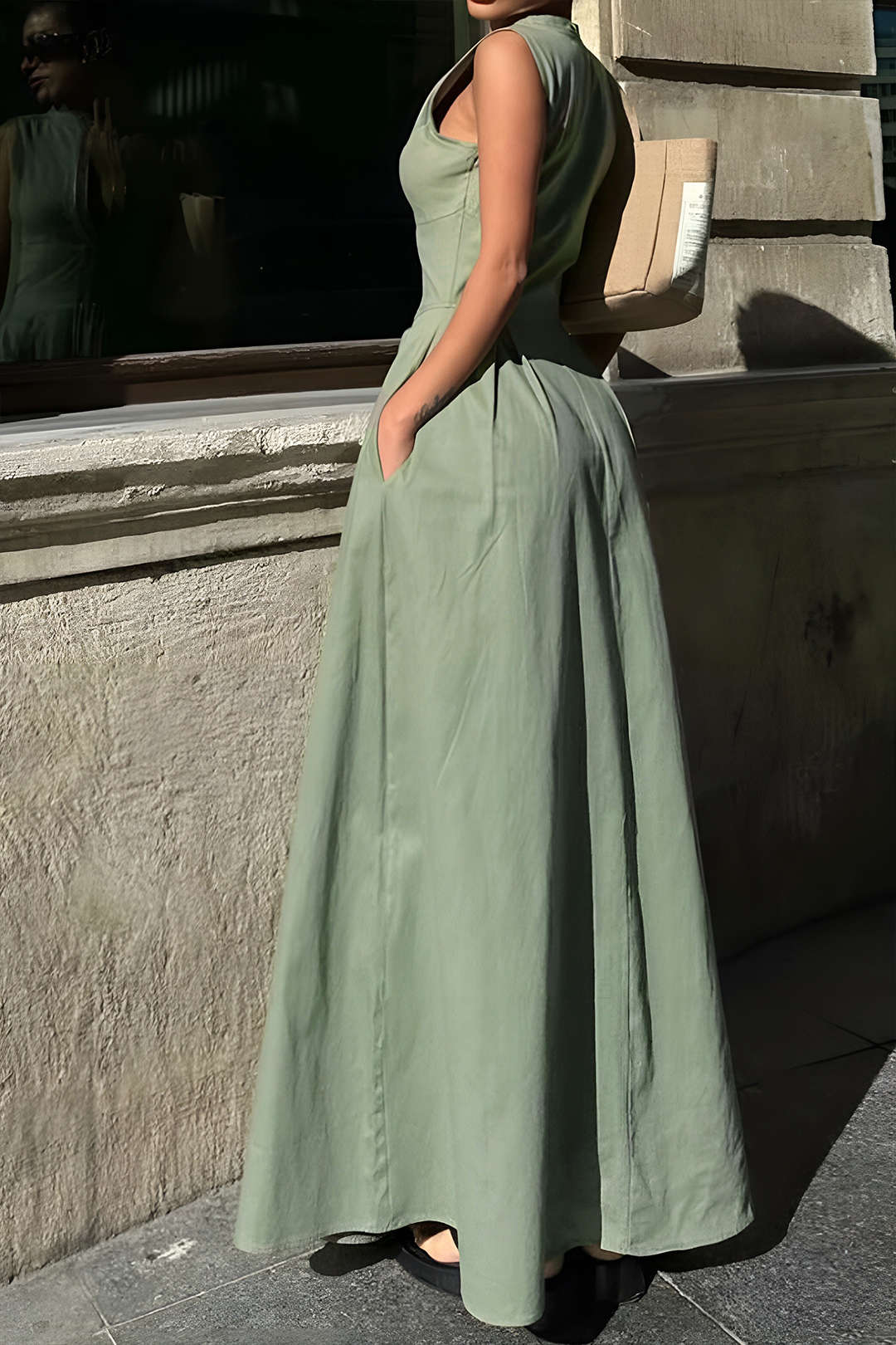 Solid Slipper Maxi Dress - Image 4