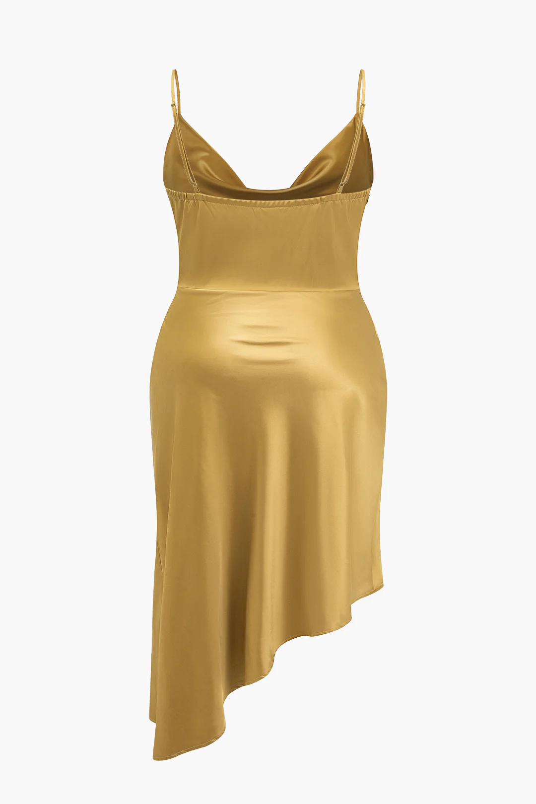 Plus Size Solid Button Draped Cowl Neck Midi Dress - Image 2