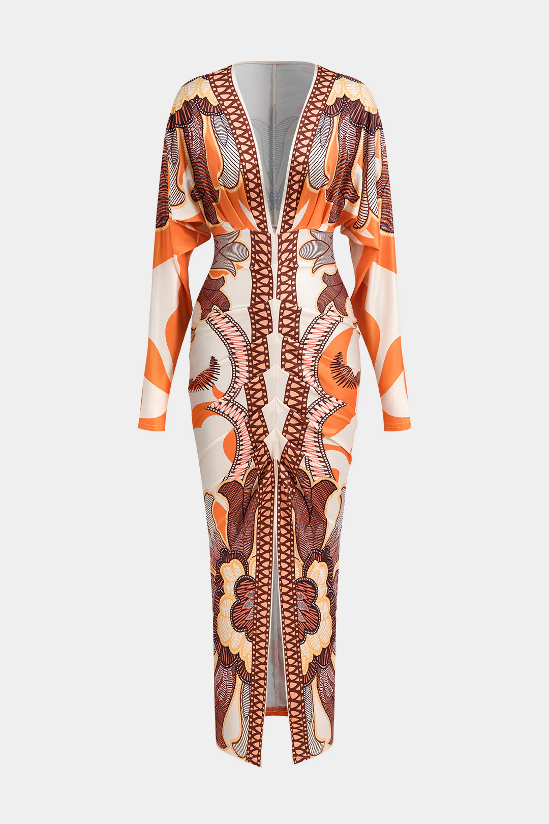Geometric Print V-Neck Maxi Dress - Image 4