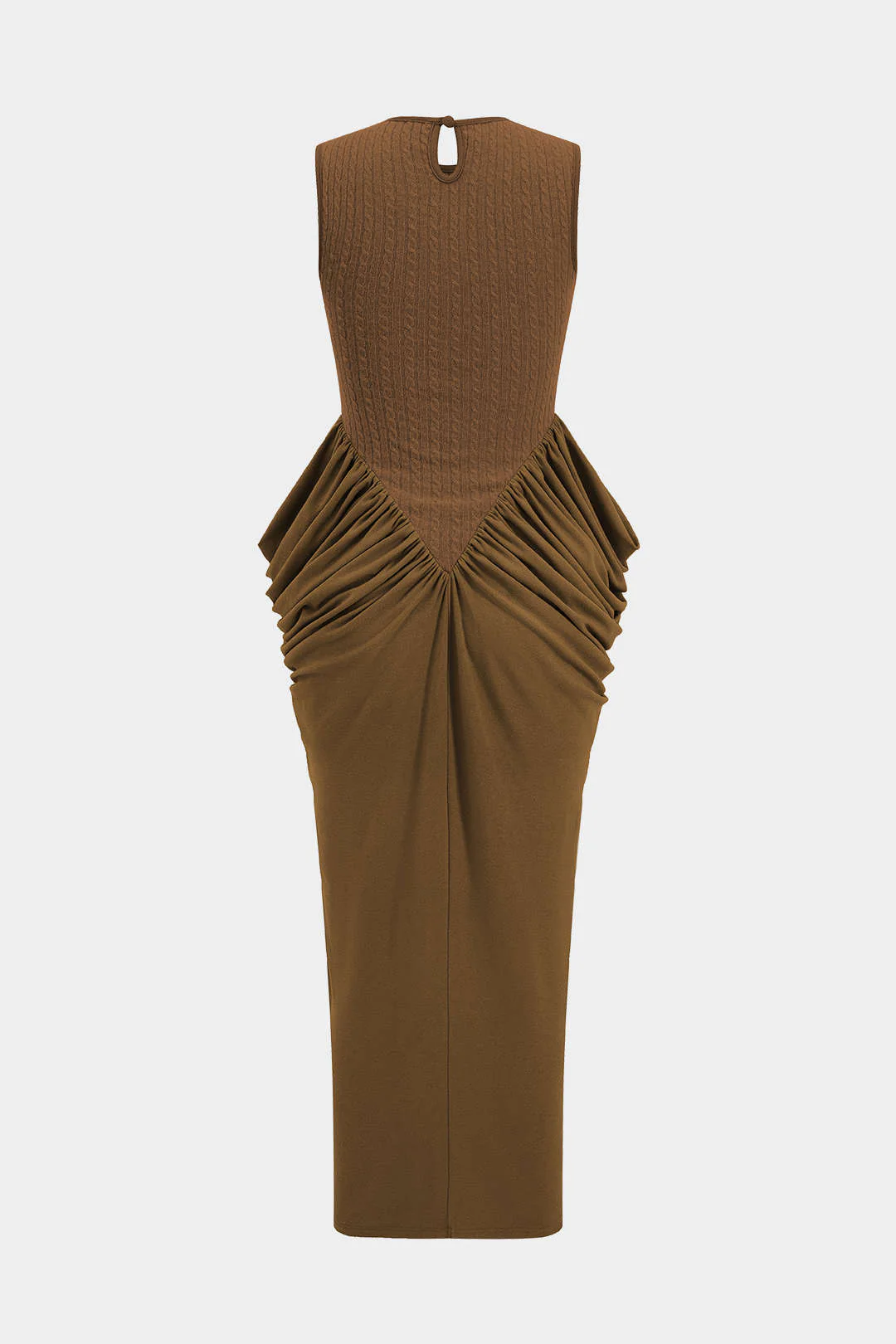 Ruched Sleeveless Round Neck Slit Maxi Dress - Image 9
