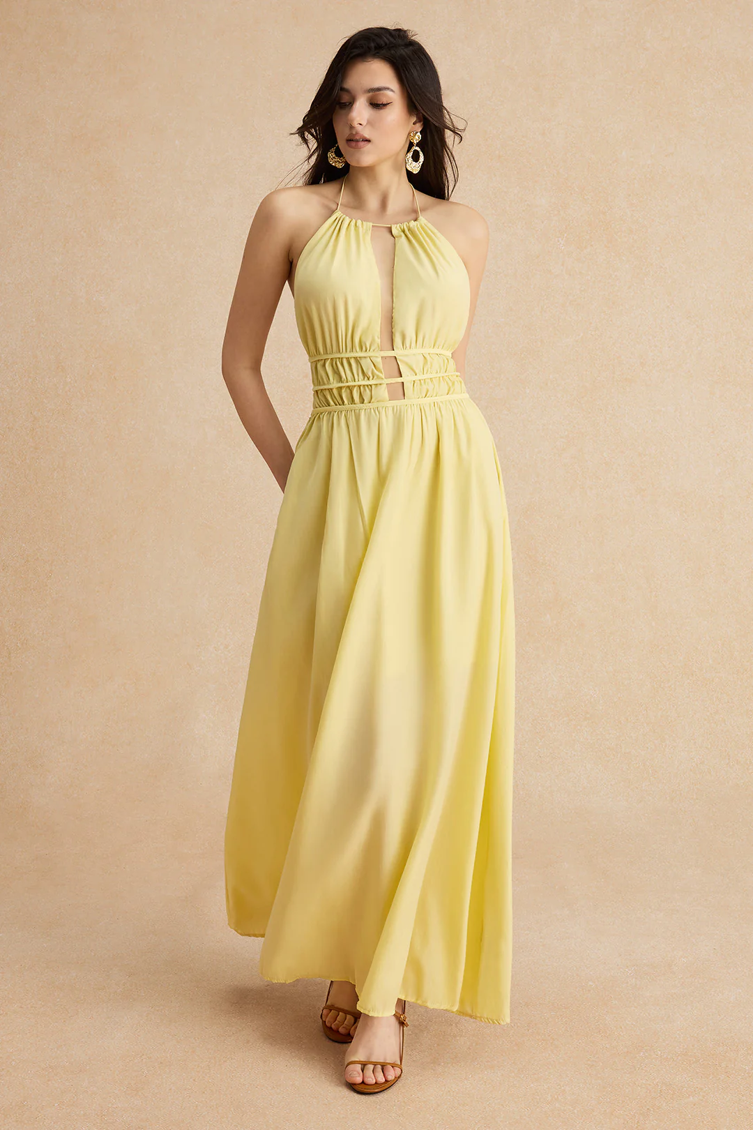 Halter Neck Cut Out Sleeveless Maxi Dress - Image 10