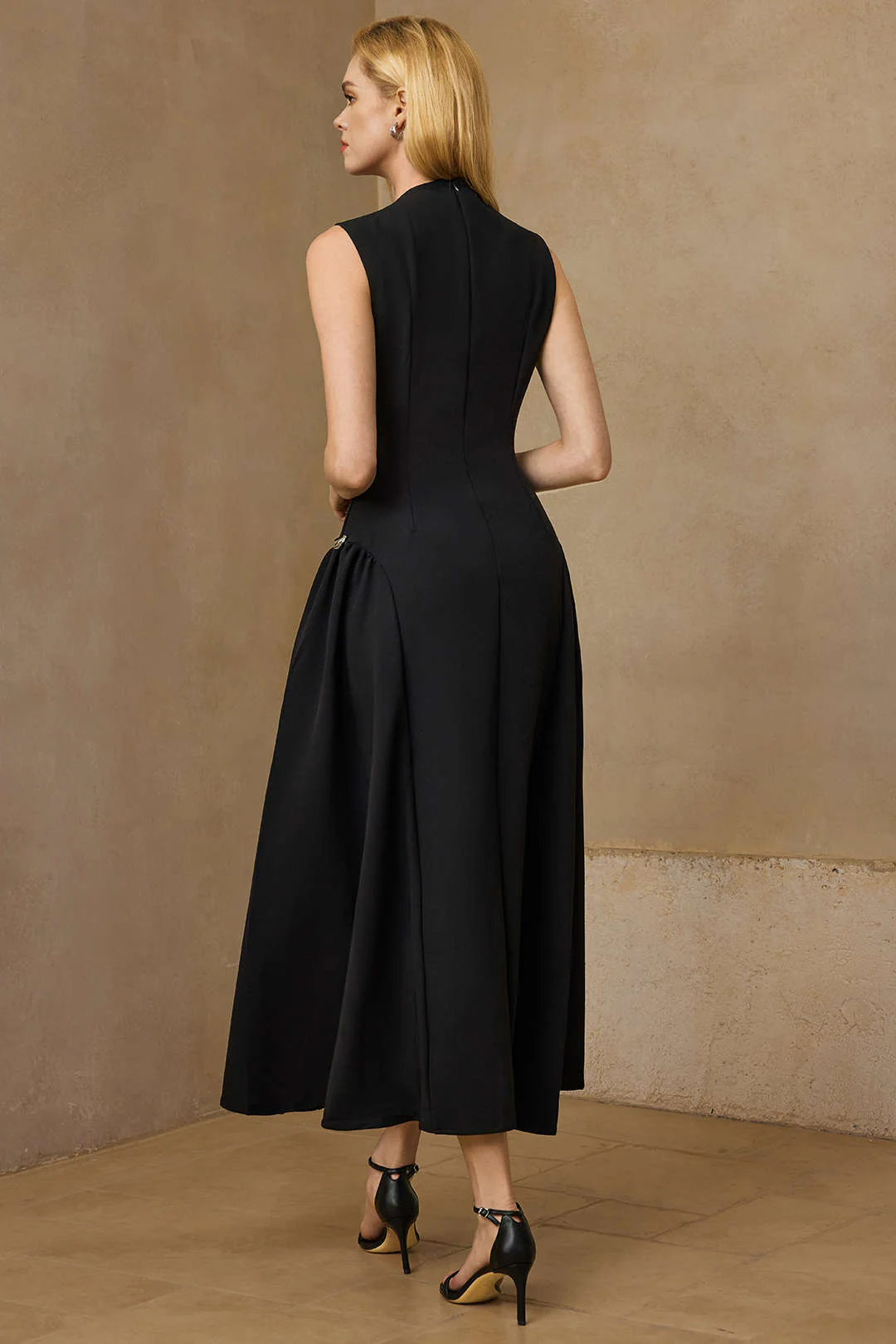 Metallic Decor Zipper Sleeveless Maxi Dress - Image 11