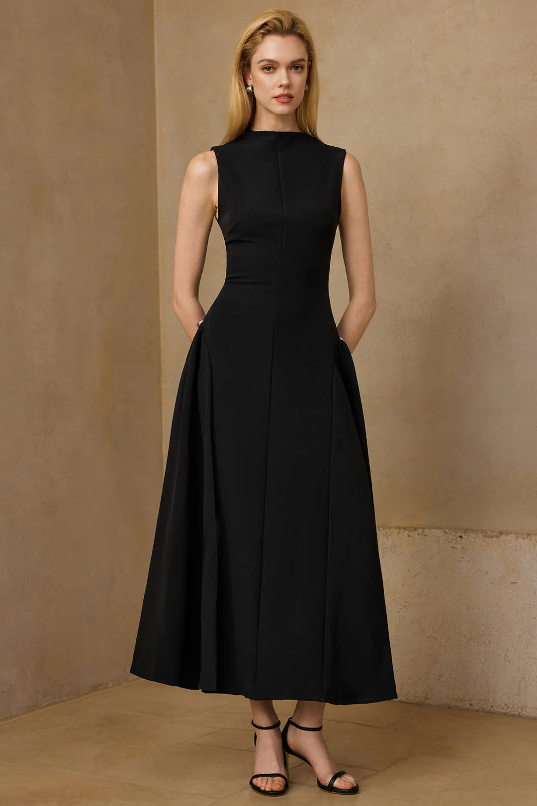 Metallic Decor Zipper Sleeveless Maxi Dress - Image 9