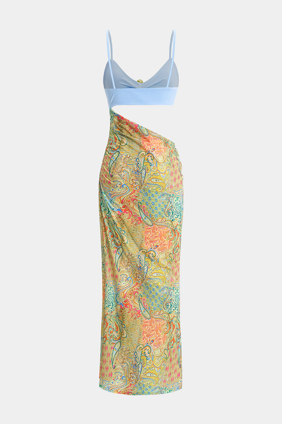 Abstract Contrast Pattern Cut Out Slip Sleeveless Maxi Dress - Image 2