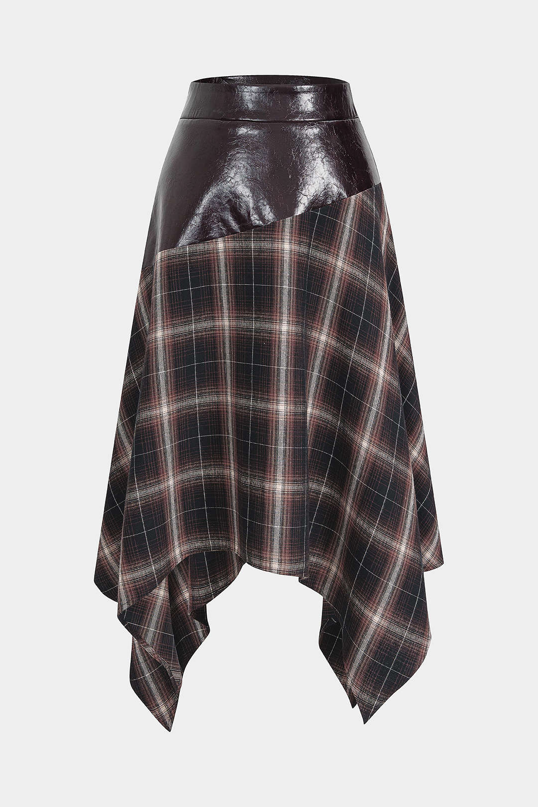 Patchwork Faux Leather Irregular Hem Skirt