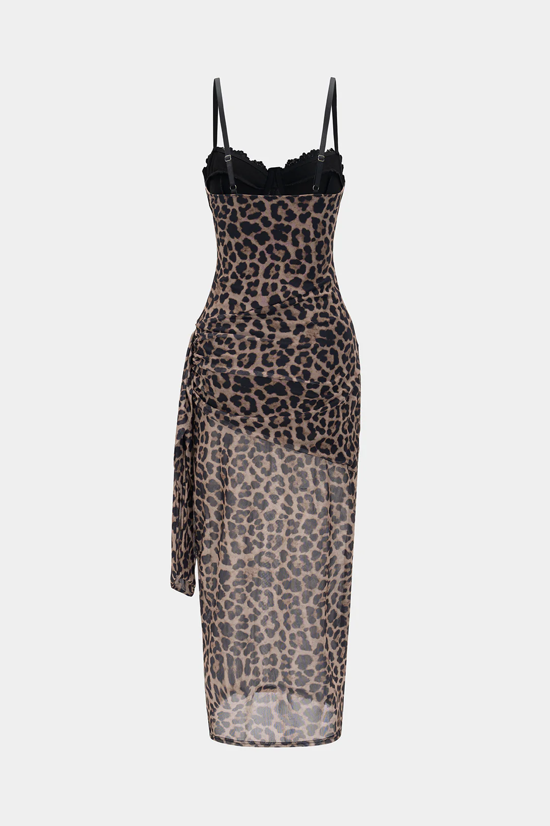 Leopard Print Bustier Lace Slip Sleeveless Maxi Dress - Image 2