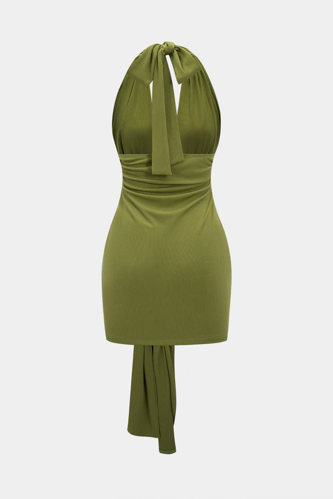 Halter V-Neck Backless Knotted Sleeveless Maxi Dress - Image 2