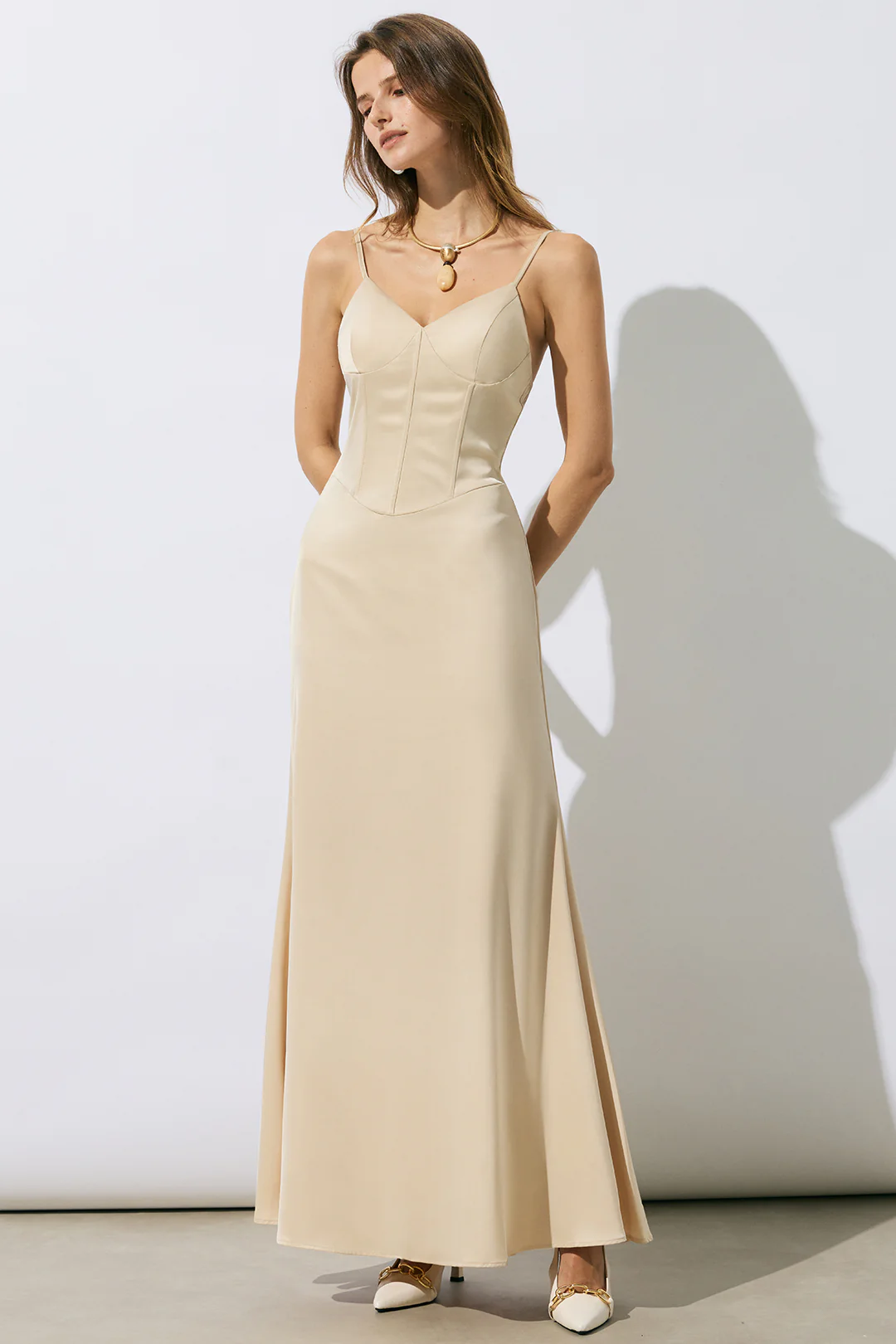 Satin Corset Sleeveless Maxi Dress - Image 3