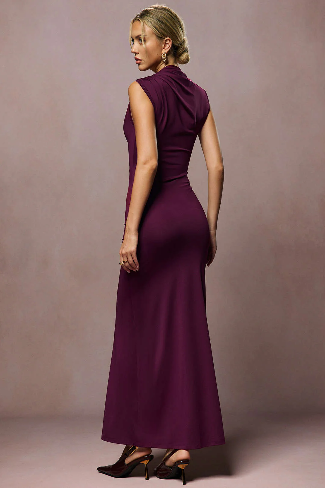 Metallic Decor Ruched Sleeveless Maxi Dress - Image 8