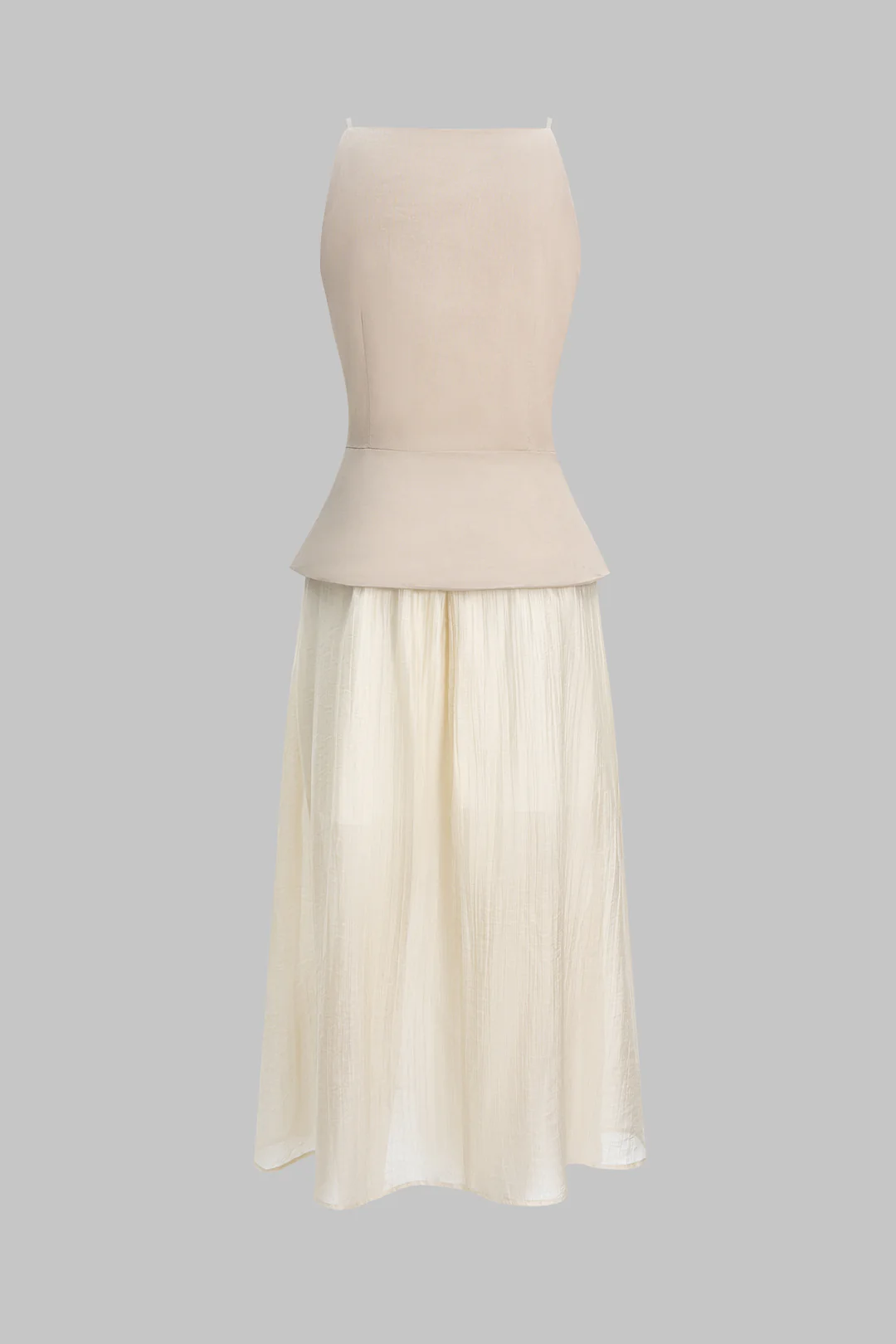 Fake Pocket Patchwork Button Ruched Sleeveless Maxi Dress - Image 2