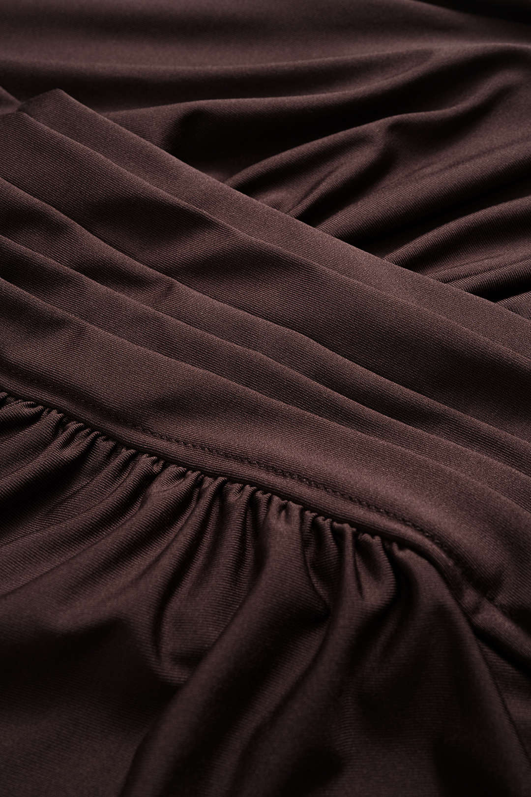 Asymmetrical Neck Ruched Long-Sleeve Maxi Dress - Image 3