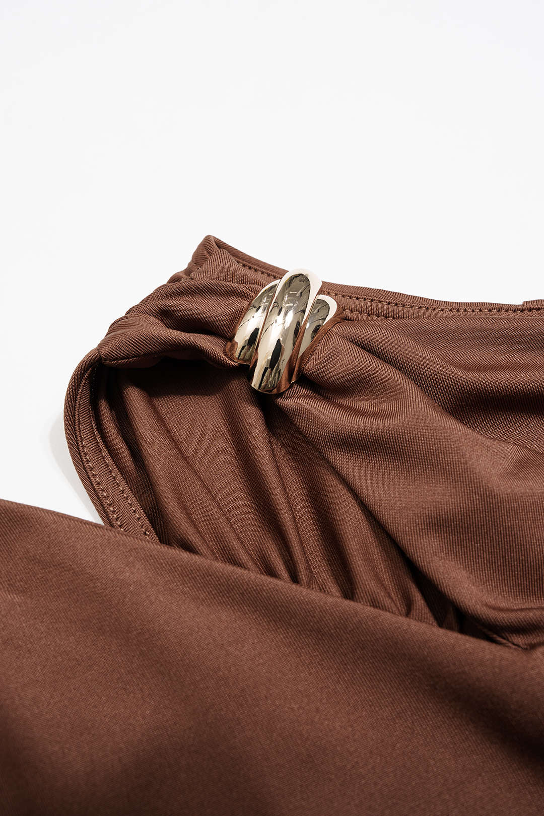 Asymmetrical Neck Ruched Long Sleeve Mini Dress - Image 8