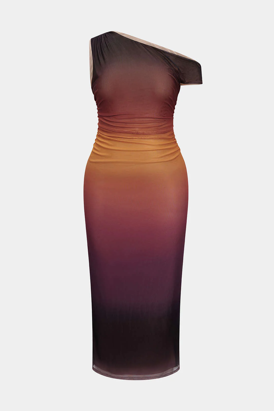 Plus Size Ombre Print Mesh Asymmetrical Sleeveless Maxi Dress - Image 3