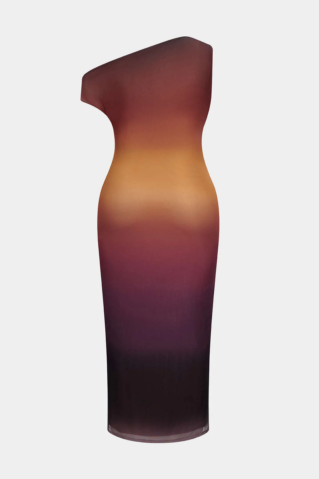 Plus Size Ombre Print Mesh Asymmetrical Sleeveless Maxi Dress - Image 4