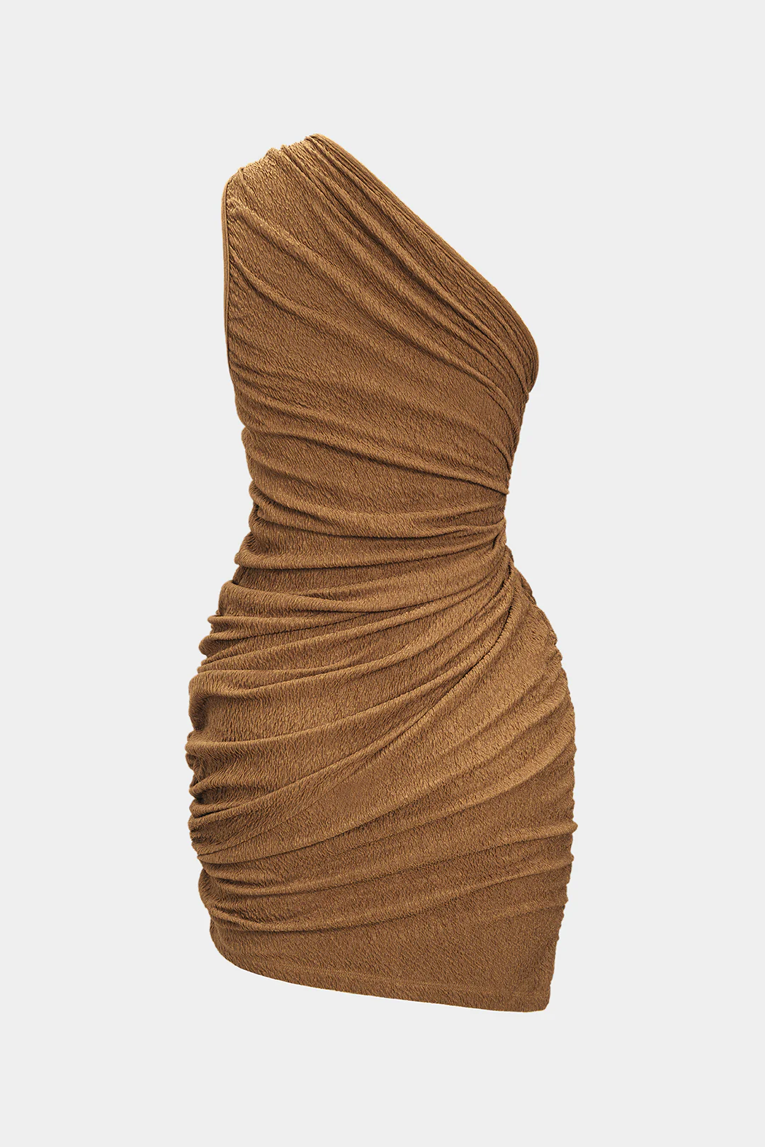 Ruched One Shoulder Twist Knot Sleeveless Mini Dress - Image 2