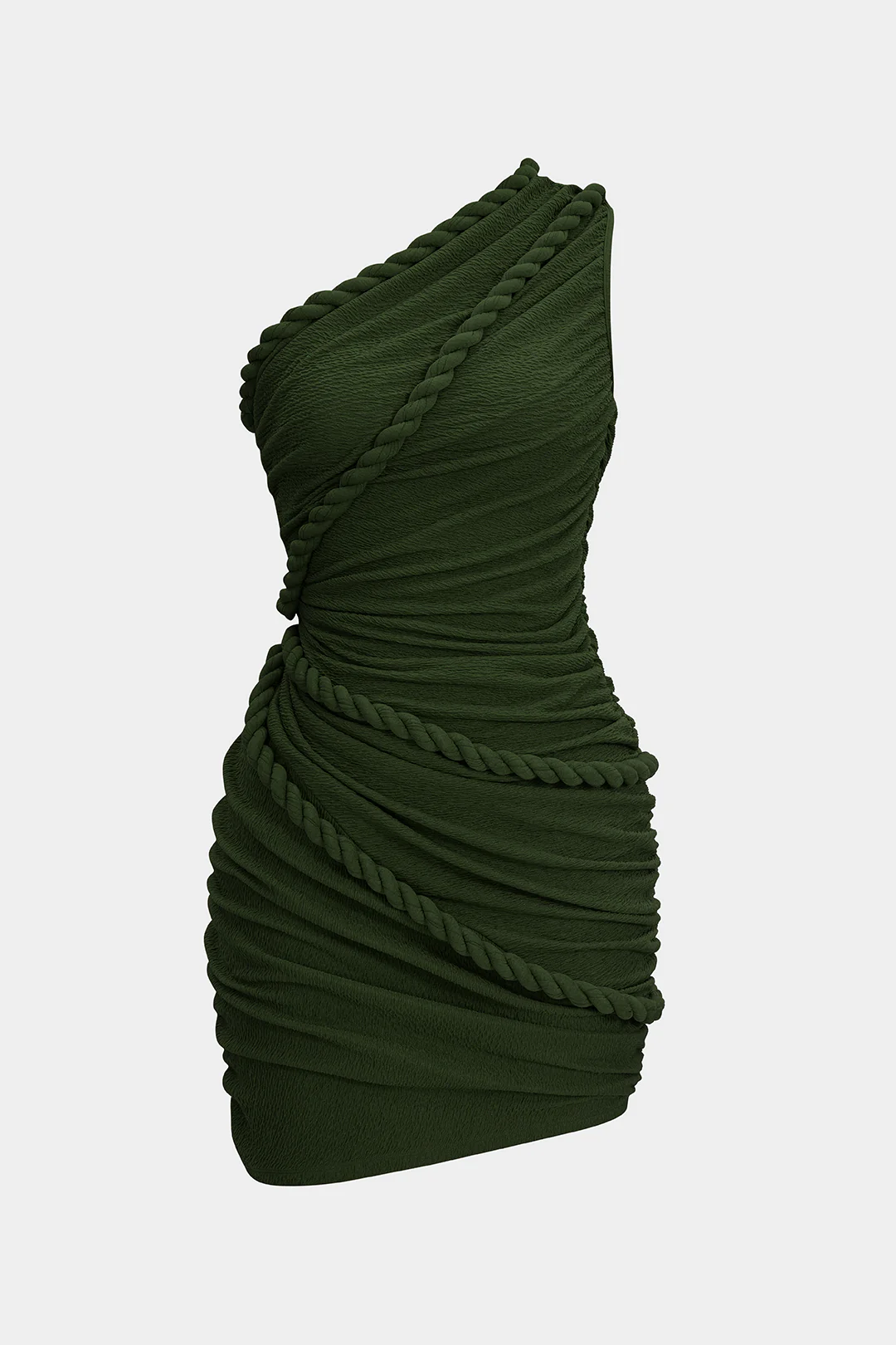 Ruched One Shoulder Twist Knot Sleeveless Mini Dress - Image 6