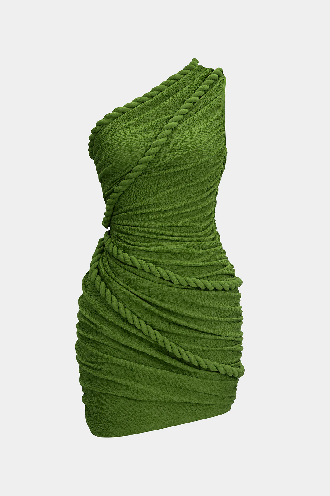 Ruched One Shoulder Twist Knot Sleeveless Mini Dress - Image 7