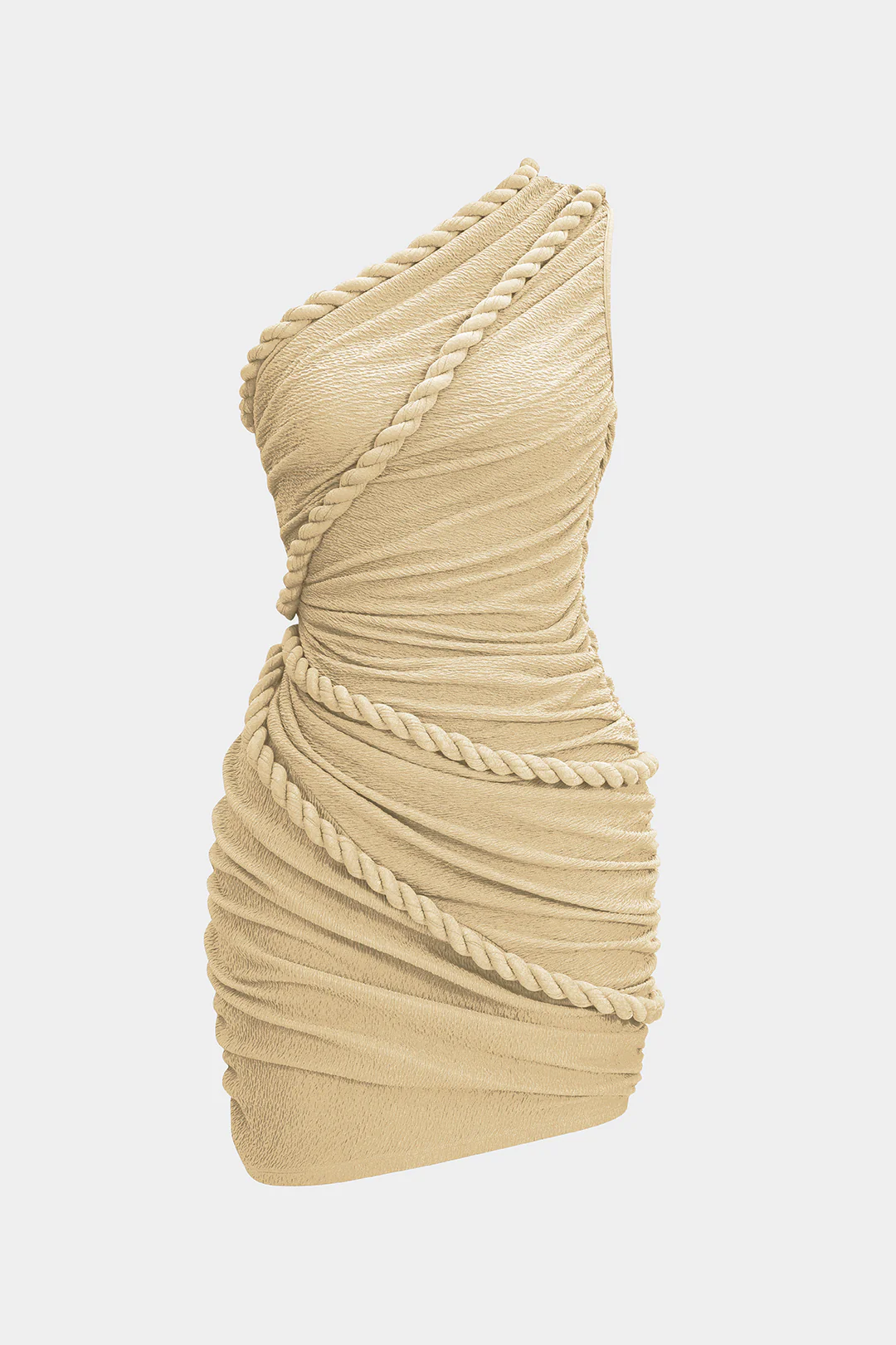 Ruched One Shoulder Twist Knot Sleeveless Mini Dress - Image 9