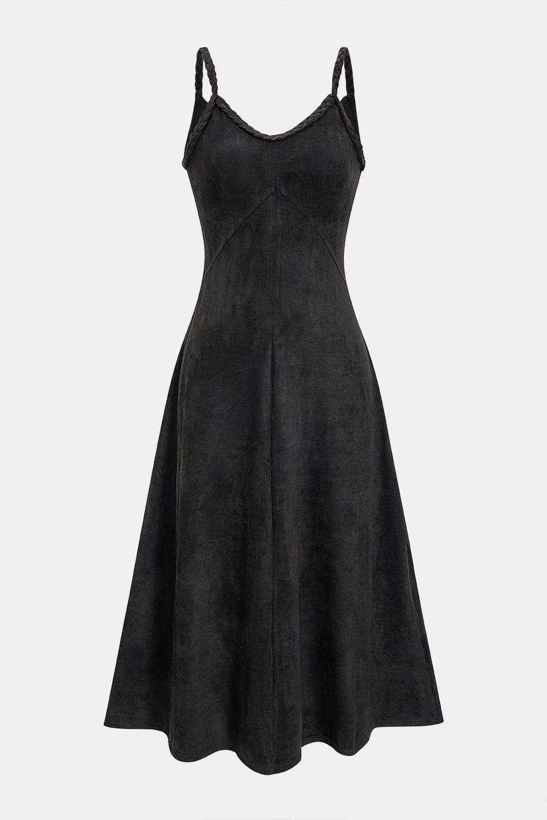 Suede Twist Knot Ruched Sleeveless Dress - Image 7