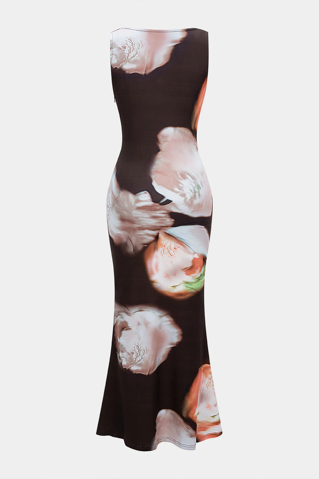 Floral Print Draped Cowl Neck Sleeveless Maxi Dress - Image 2