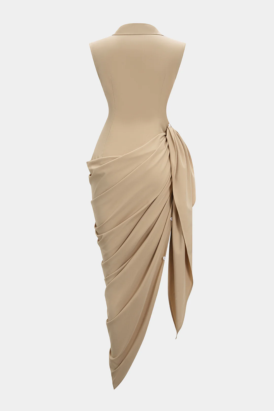 Asymmetrical Ruched Strappy Tank Sleeveless Maxi Dress - Image 2