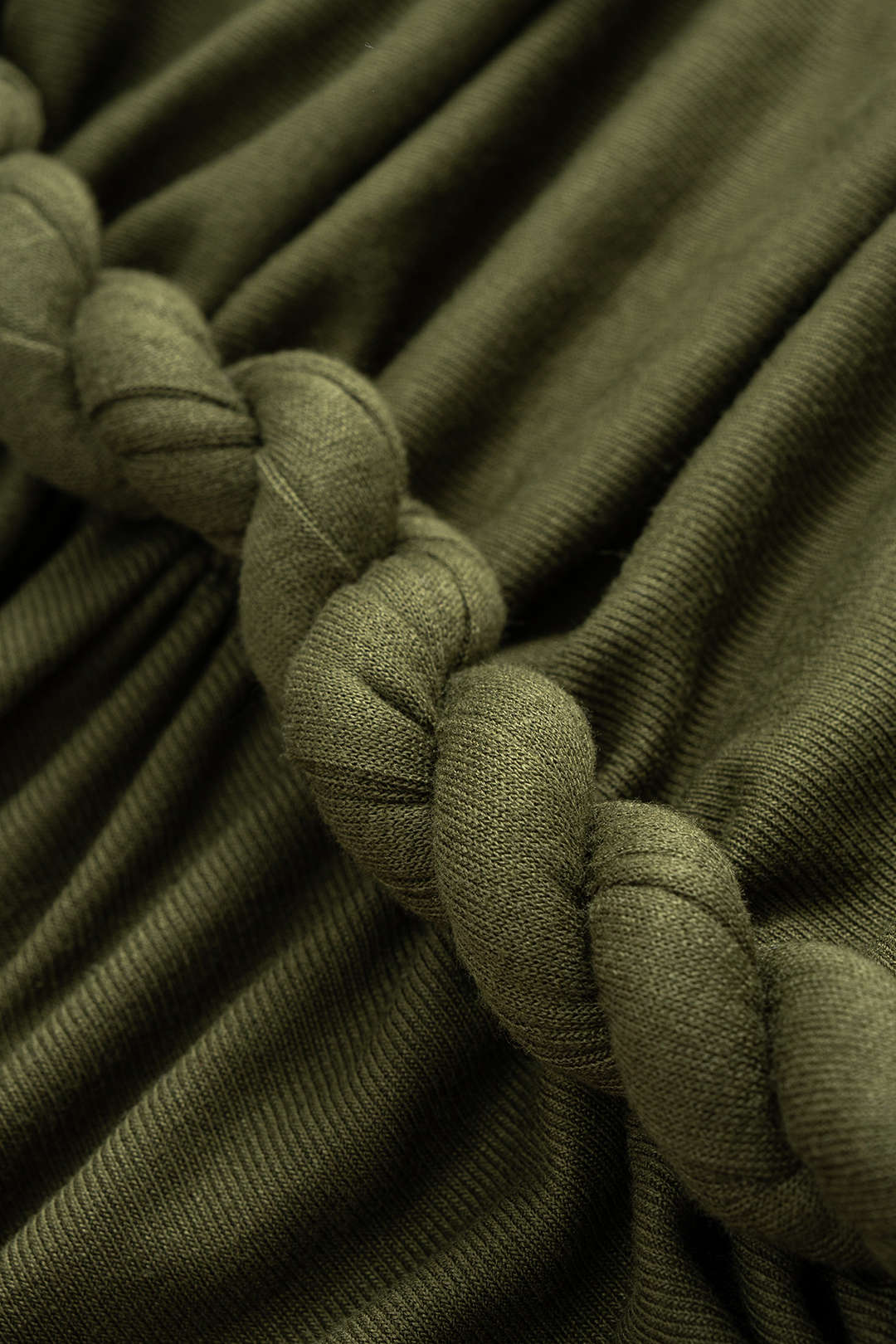 Asymmetrical Shoulder Ruched Twist Knot Sleeveless Maxi Dress - Image 3