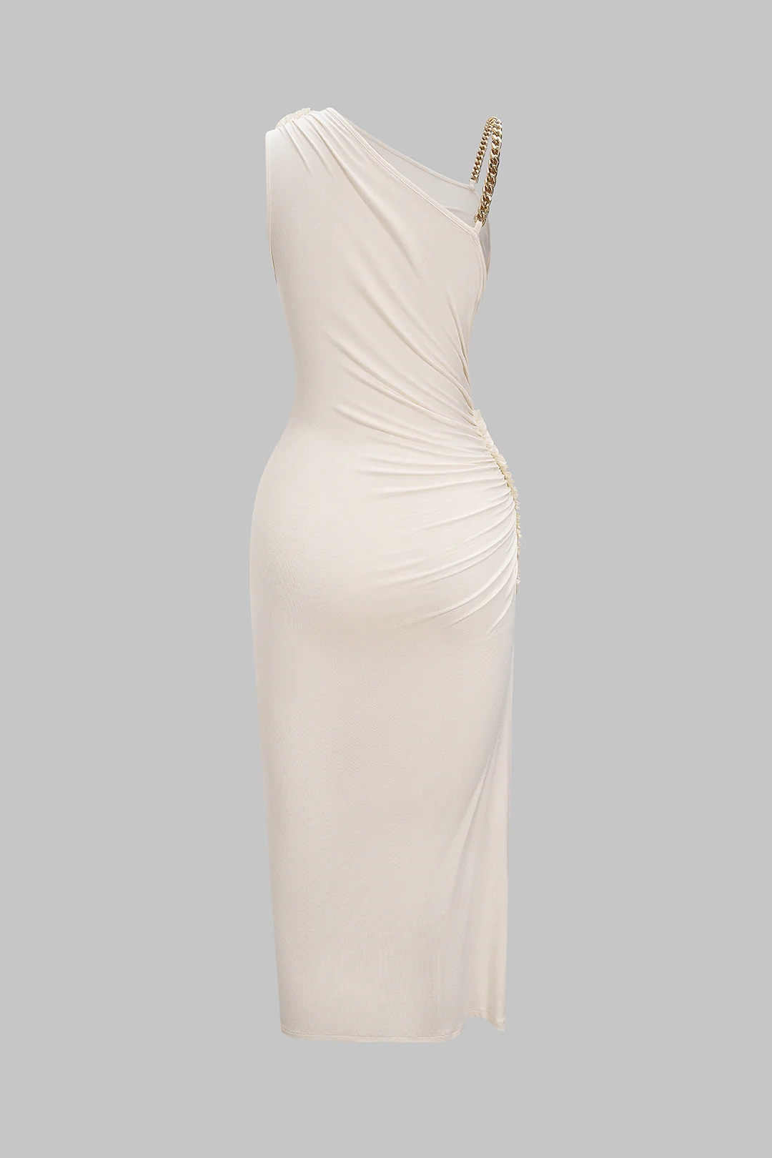 Ruched Asymmetrical Twist Knot Slit Sleeveless Maxi Dress - Image 2