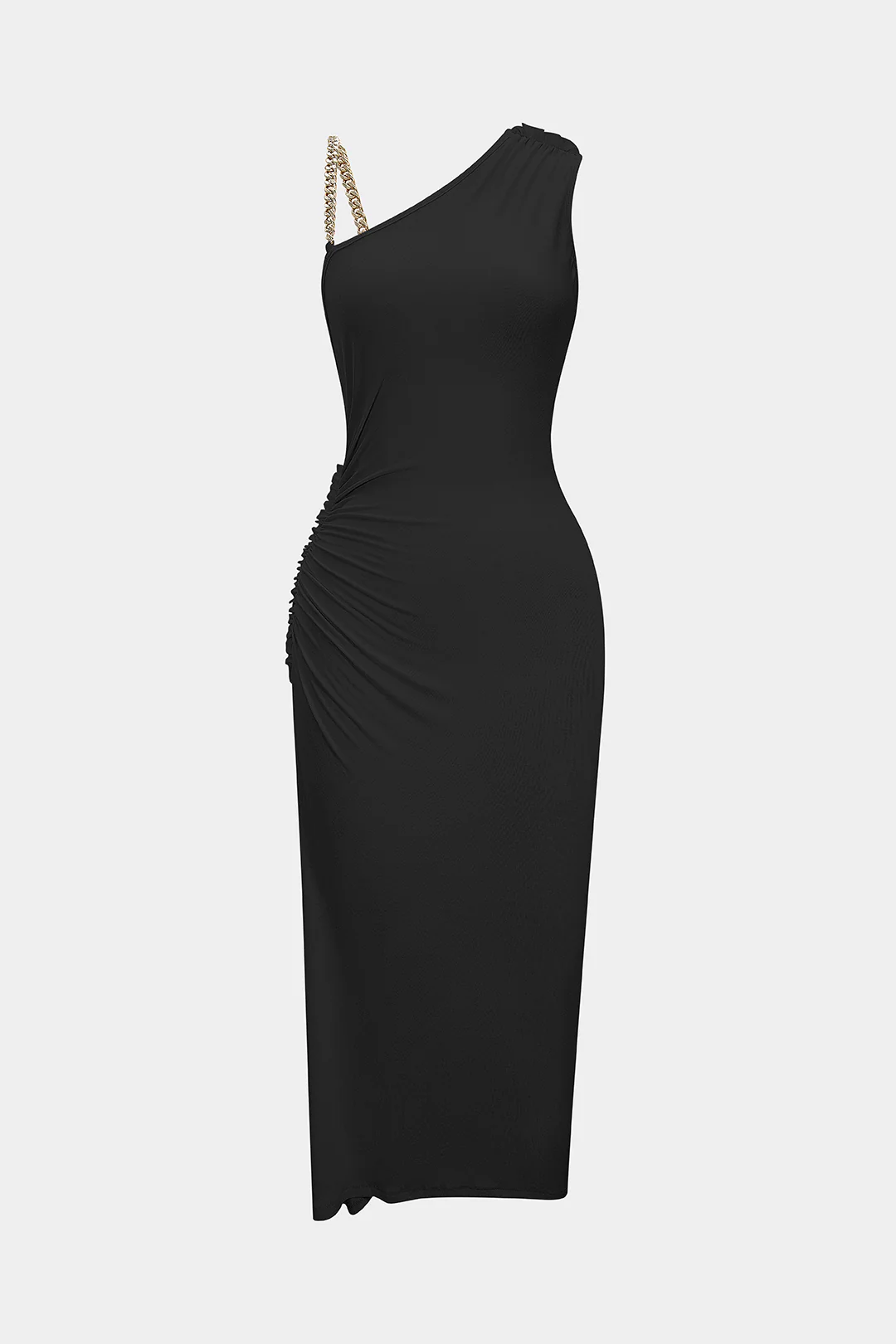 Ruched Asymmetrical Twist Knot Slit Sleeveless Maxi Dress - Image 6