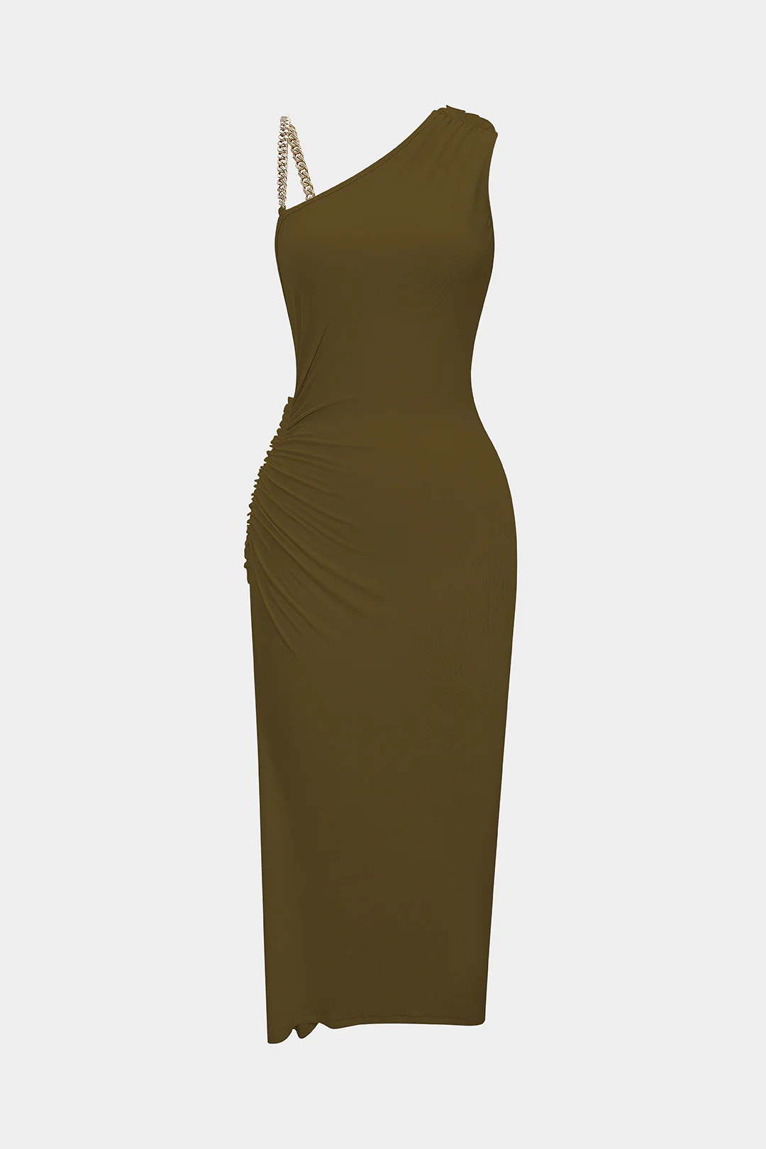 Ruched Asymmetrical Twist Knot Slit Sleeveless Maxi Dress - Image 7