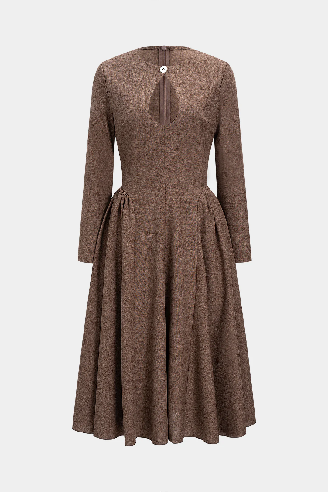 Zipper Cut Out Ruched Long Sleeve Maxi Dress