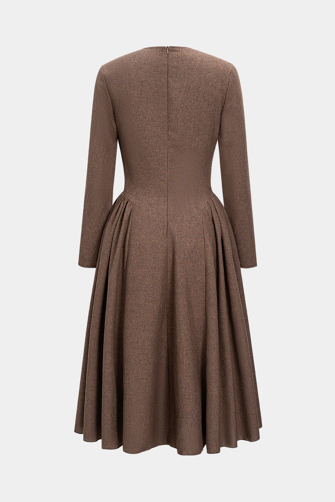 Zipper Cut Out Ruched Long Sleeve Maxi Dress - Image 2