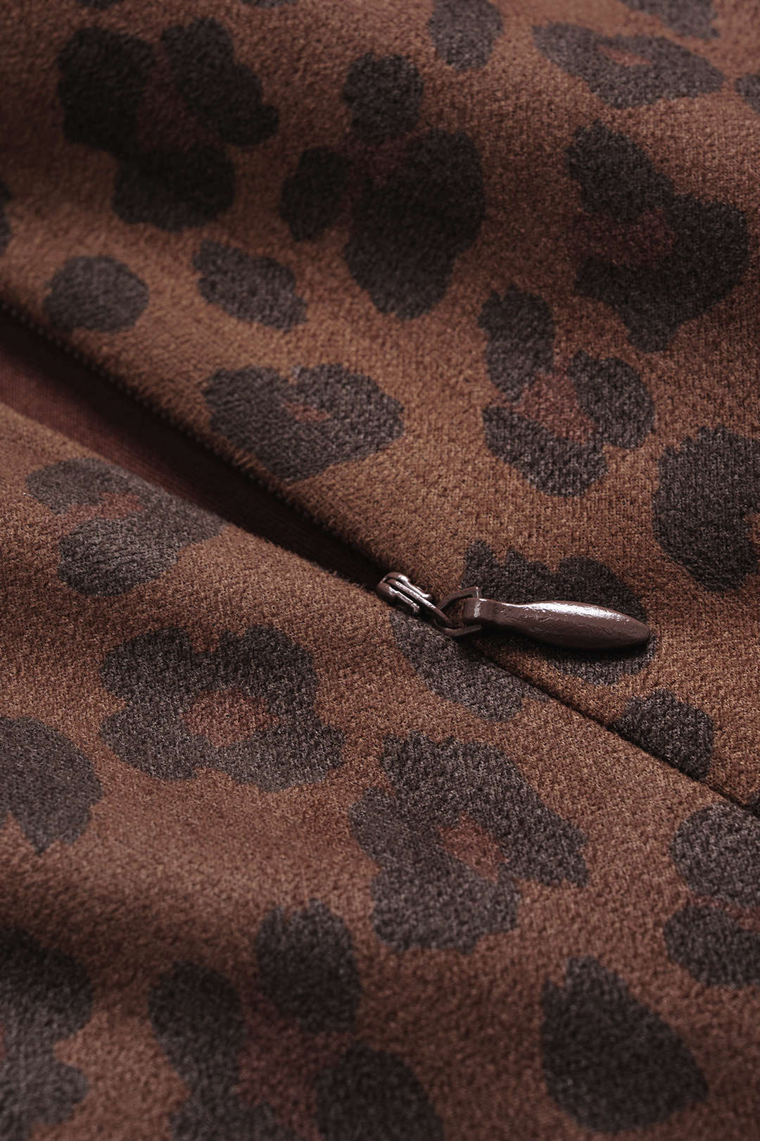 Leopard Print Suede Round Neck Fringe Asymmetrical Maxi Dress - Image 3