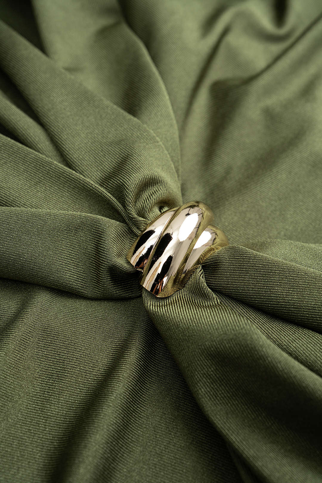 Metallic Ruched Asymmetrical Irregular Hem Long Sleeve Midi Dress - Image 7