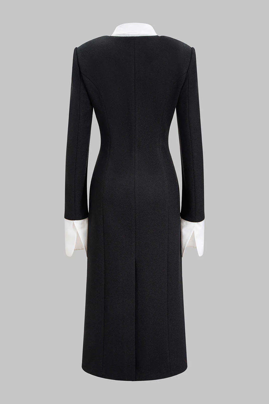 Patchwork Double Breasted Long Sleeve Maxi Dress - Image 3