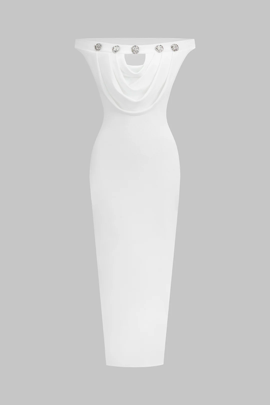 Off-Shoulder Mesh Ruched Sleeveless Maxi Dress