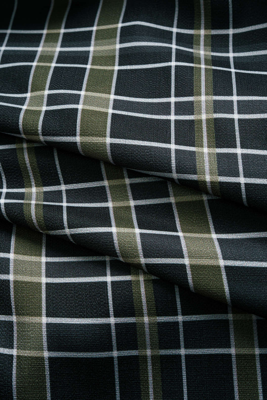 Plaid Print V-Neck Asymmetrical Ruched Long-Sleeve Maxi Dress - Image 4