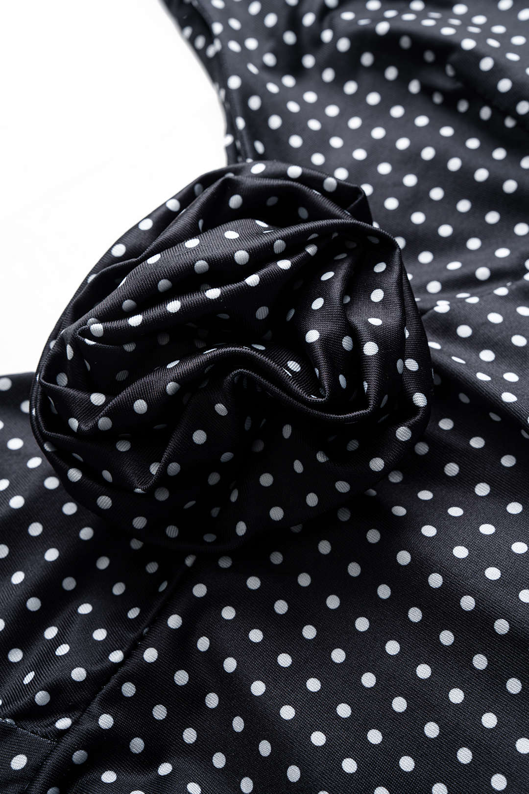 Polka Dots Print V-Neck 3D Flower Slip Sleeveless Maxi Dress - Image 3