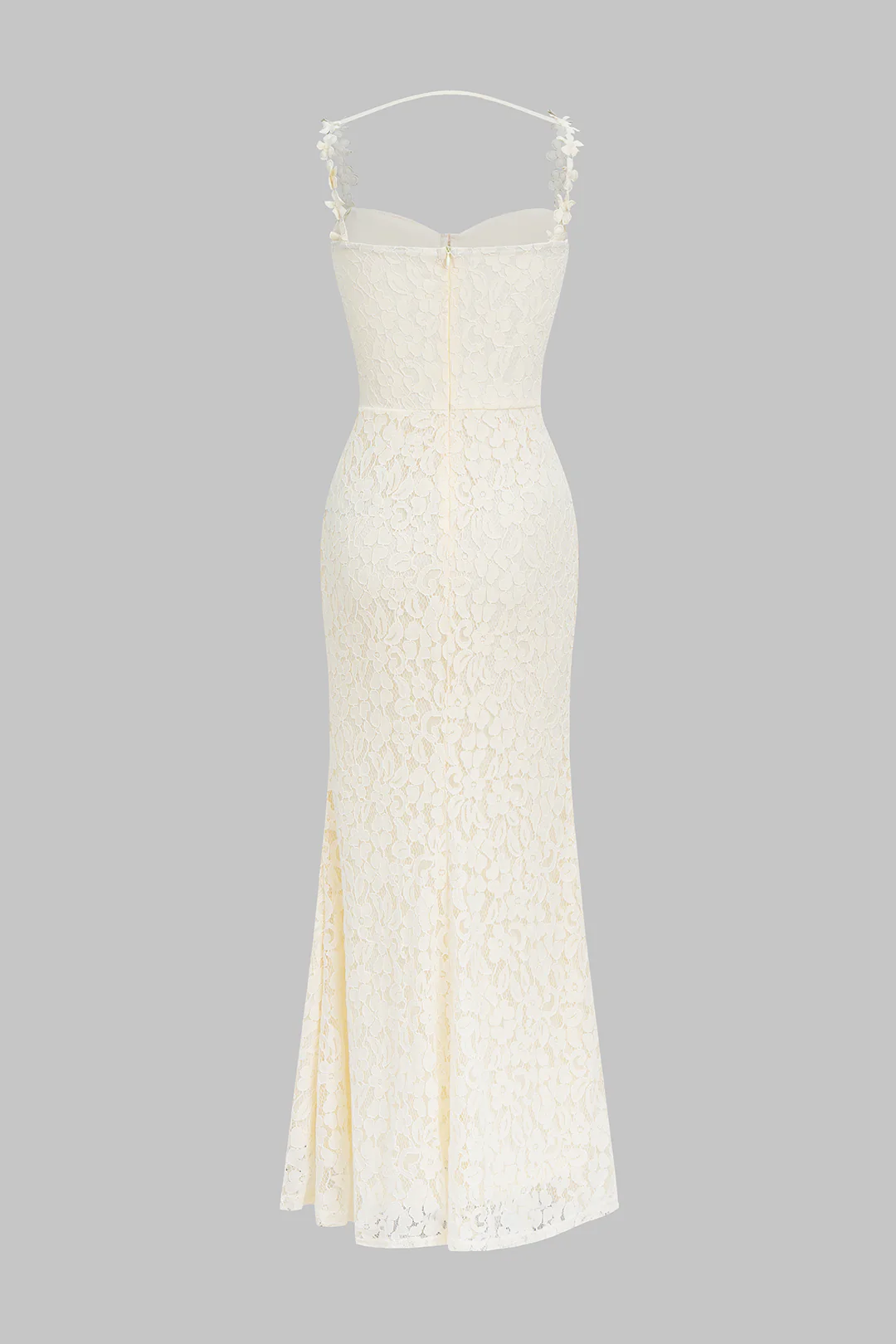 Patchwork Lace Flower Applique Sleeveless Slip Maxi Dress - Image 3