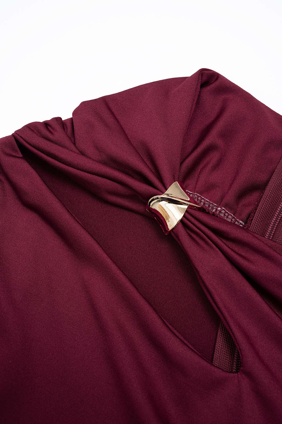 Asymmetrical Cut Out Ruched Long Sleeve Maxi Dress - Image 3