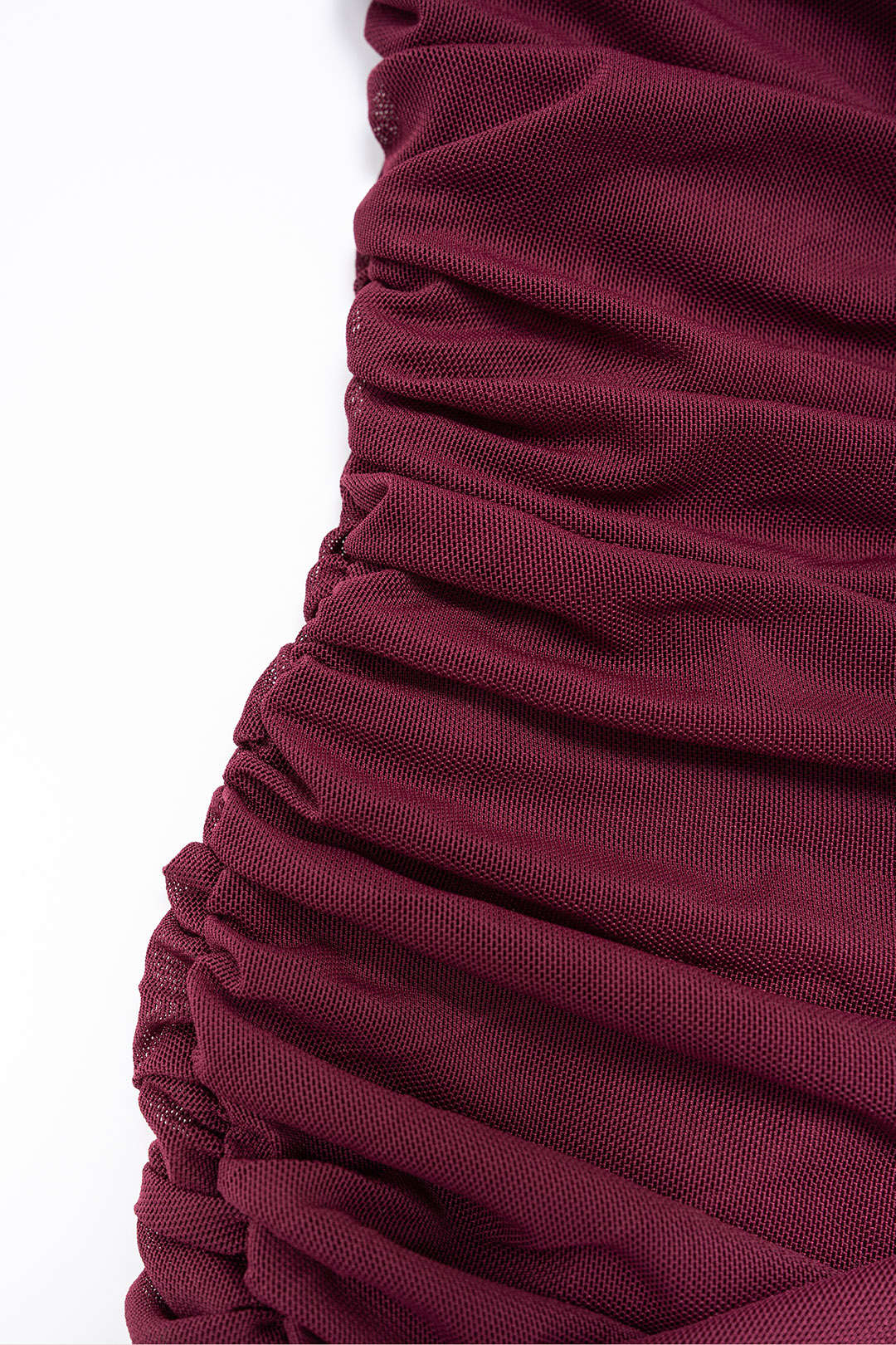 Mesh Patchwork Ruched Long Sleeve Maxi Dress - Image 4