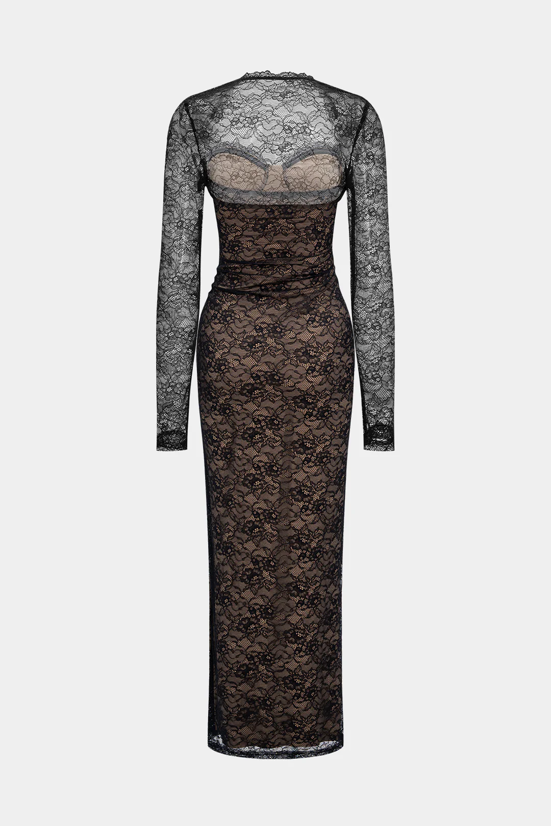 Lace Patchwork Long Sleeve Cardigan And Strapless Dress Set - Image 3
