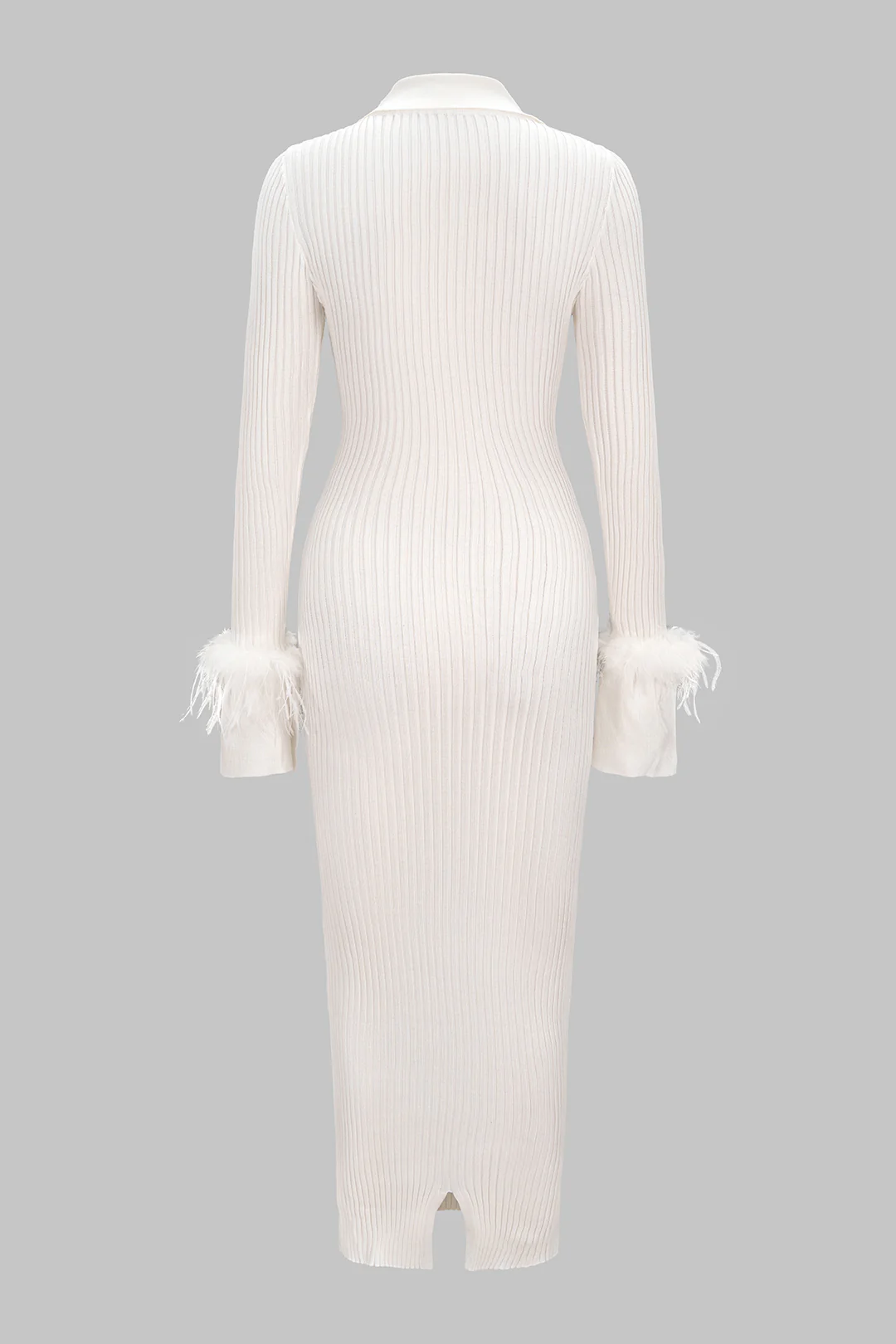 Knit Patchwork Polo Collar Long Sleeve Dress - Image 2