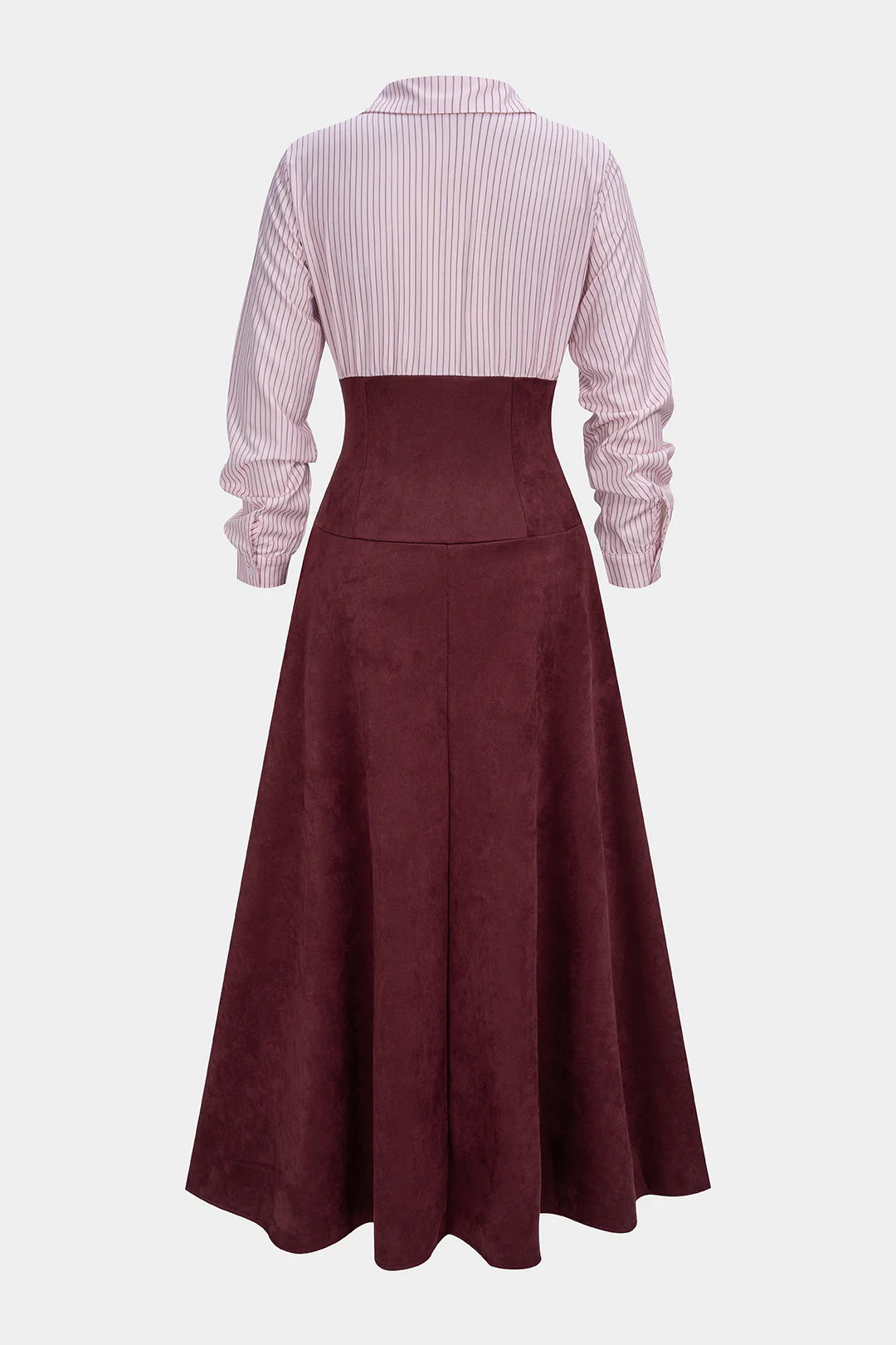 Contrast Stripes Print Ruched Long Sleeve Maxi Dress - Image 2