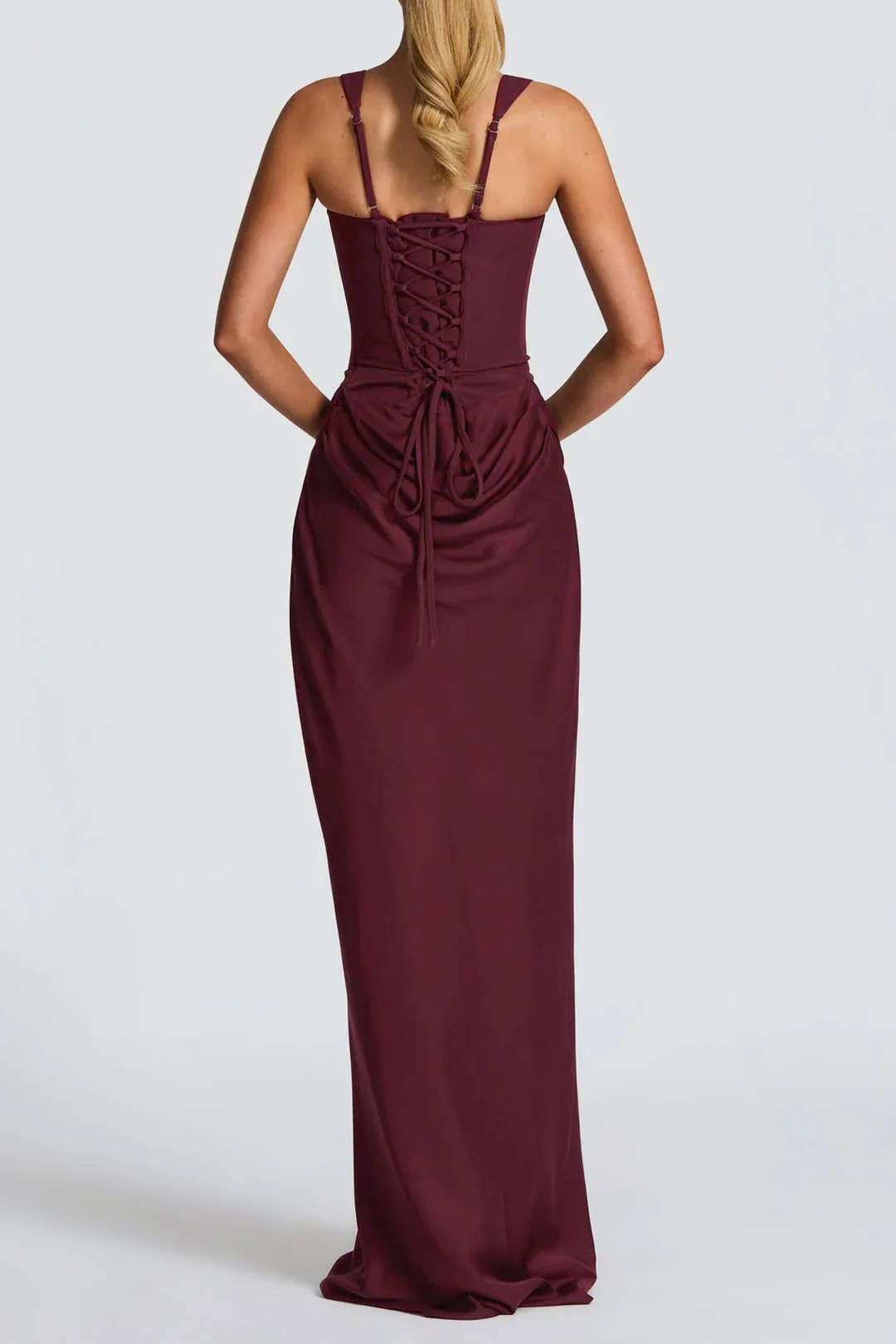Tie Back Ruched Sleeveless Maxi Dress - Image 2