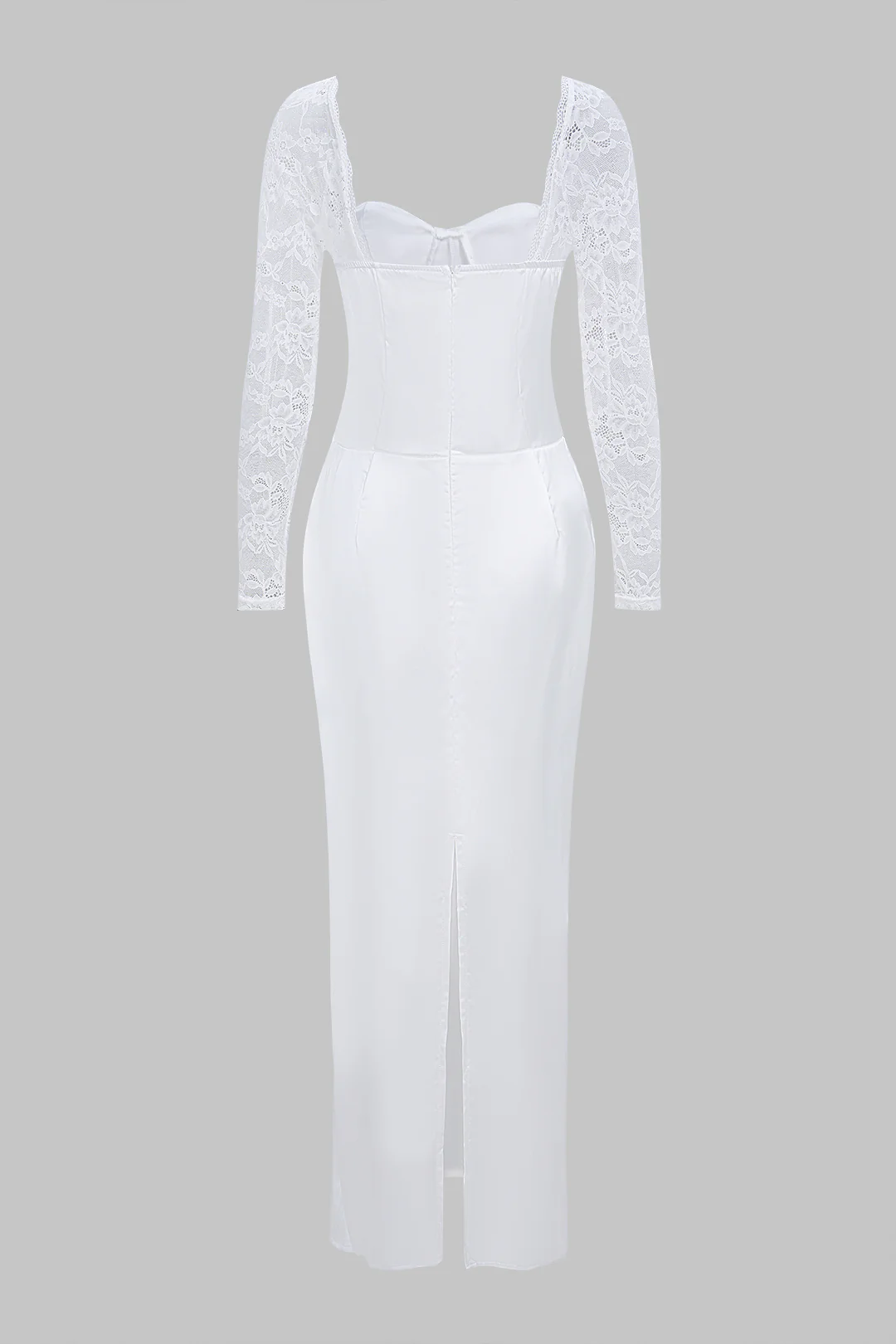 Satin Patchwork Backless Long Sleeve Maxi Dress - Image 3