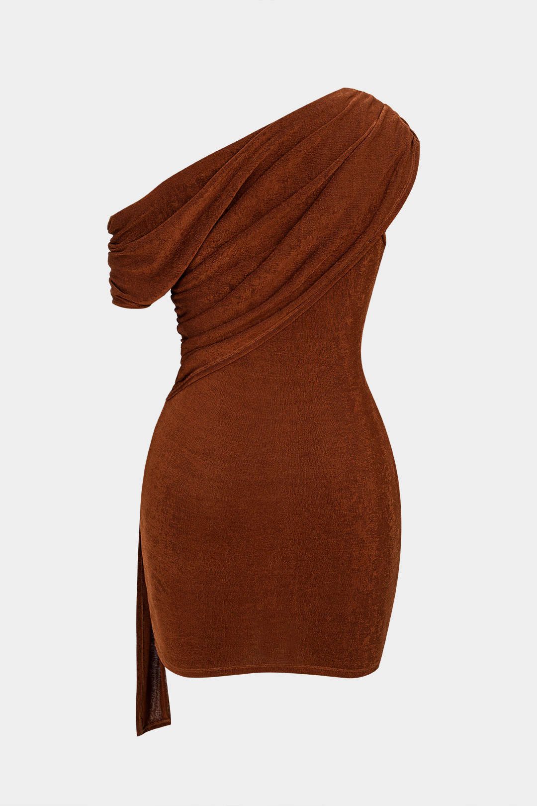 Mesh One Shoulder Metallic Ruched Asymmetrical Sleeveless Mini Dress - Image 2