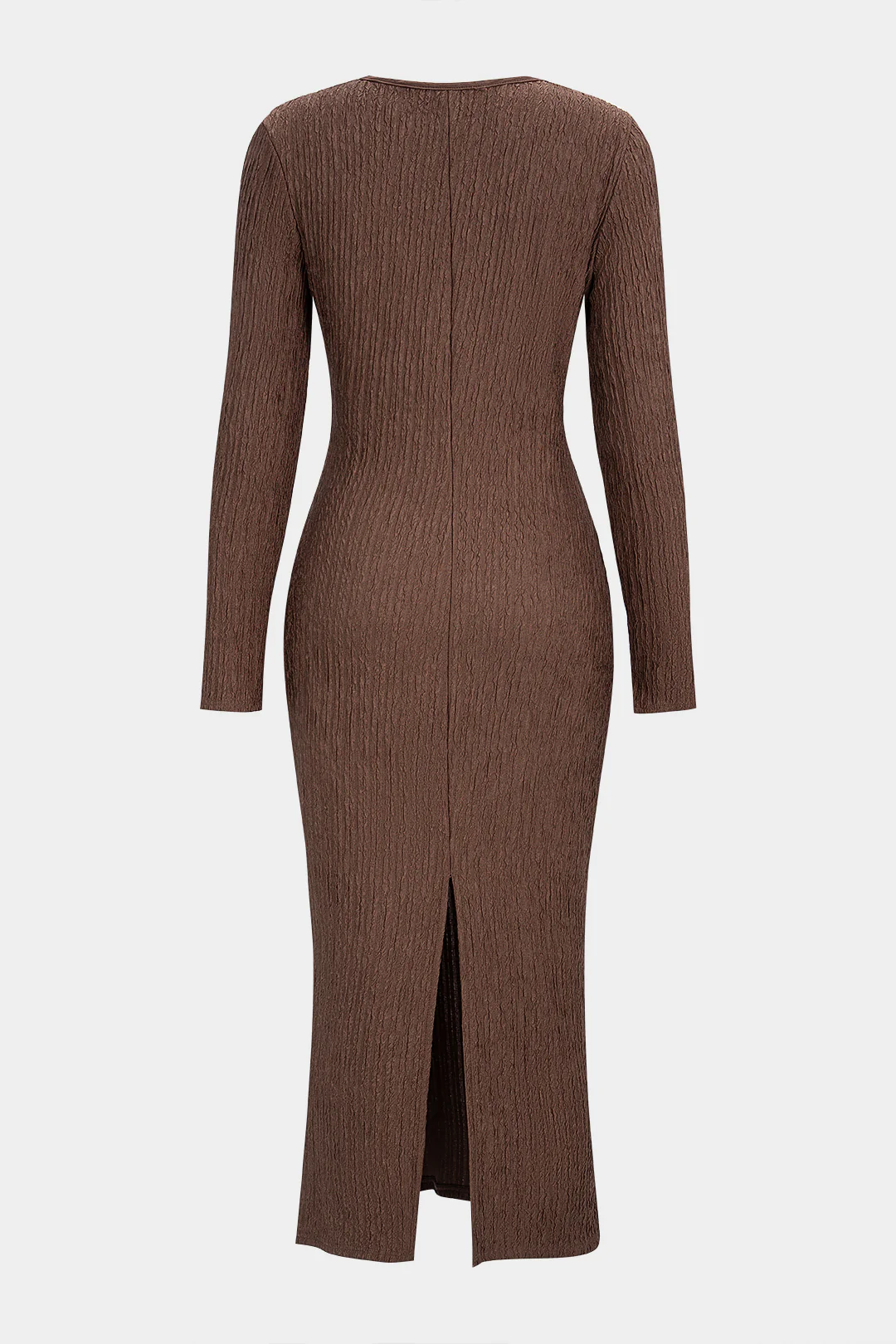 Crossed V-Neck Asymmetrical Long Sleeve Maxi Dress - Image 2