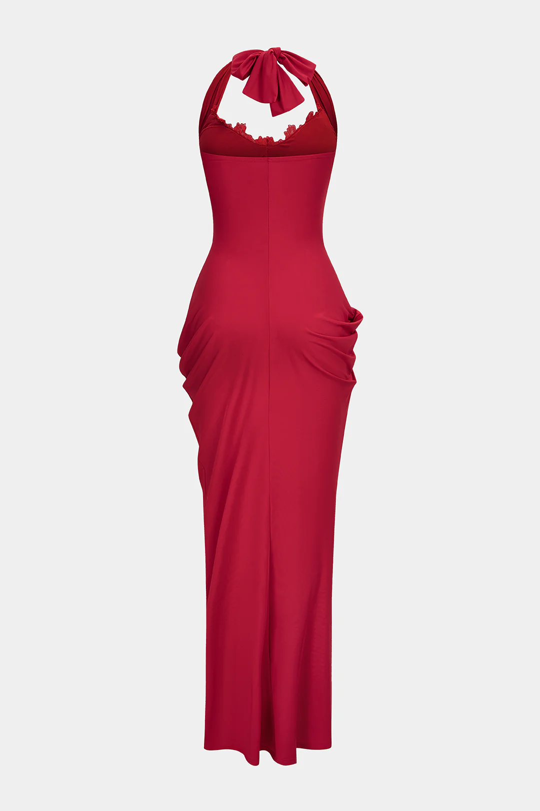 Halter Neck Ruched Backless Sleeveless Maxi Dress - Image 2