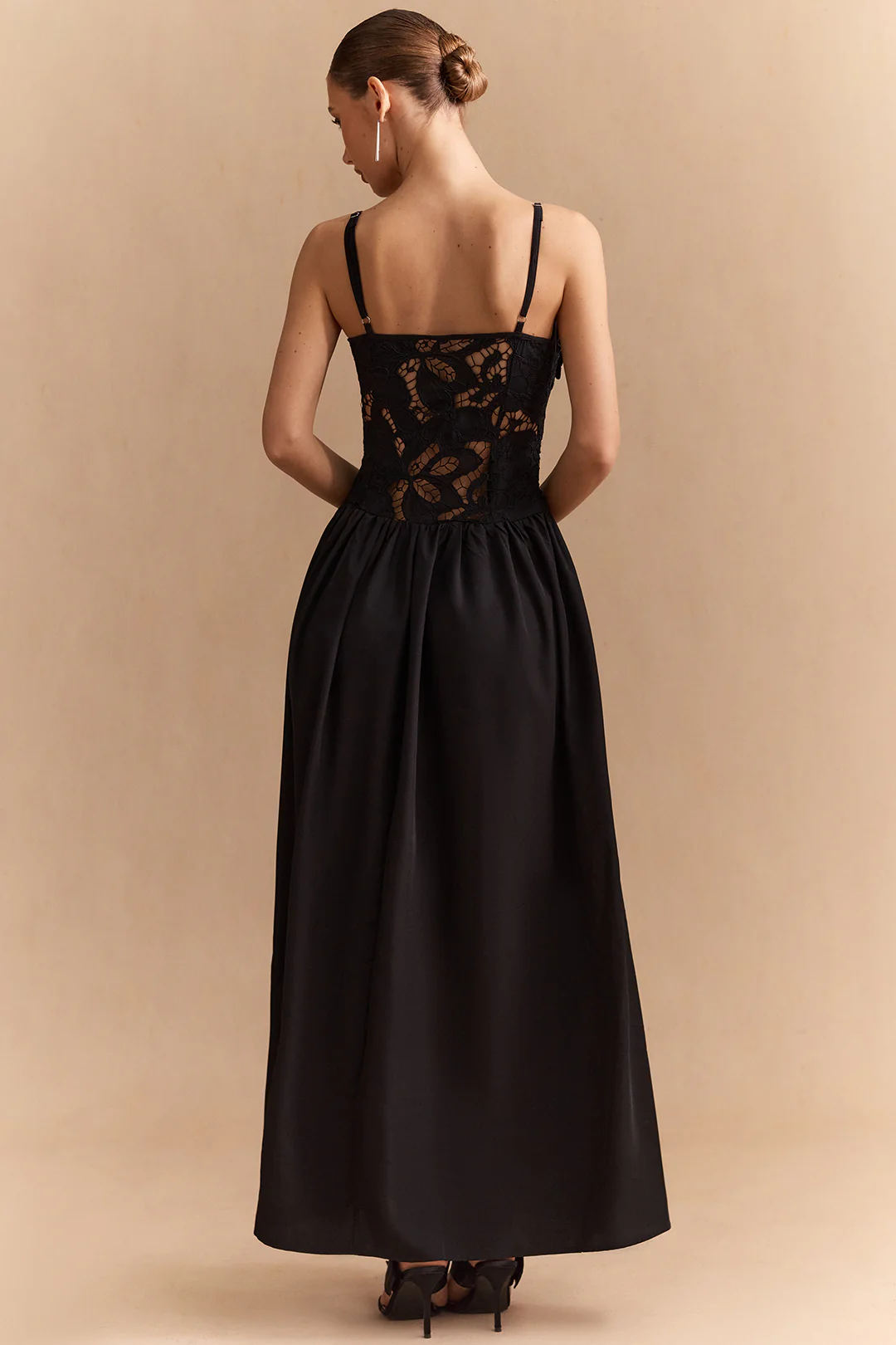 Patchwork Lace Hollow Out Slip Sleeveless Maxi Dress - Image 2