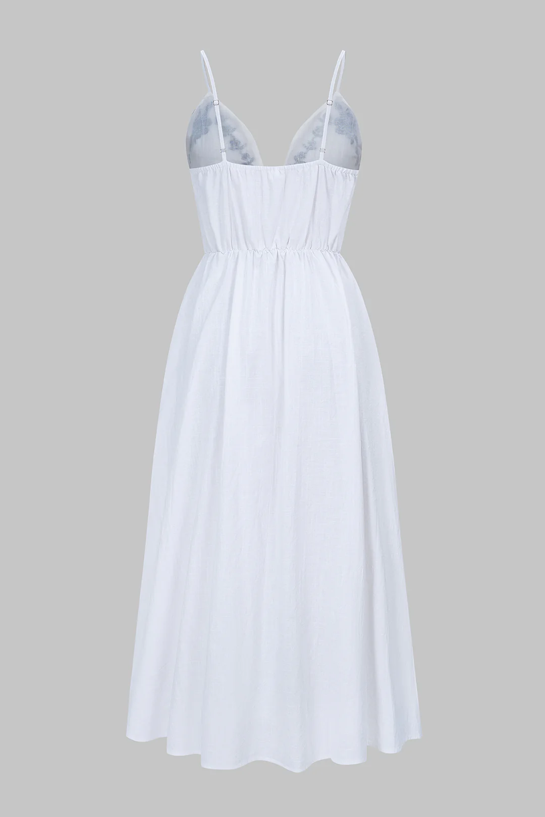 Contrast Embroidery V-Neck Sleeveless Maxi Dress - Image 2